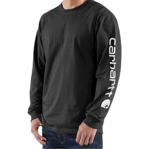 CARHARTT Men's Black Long Sleeve | Large-Tall | Arm Logo